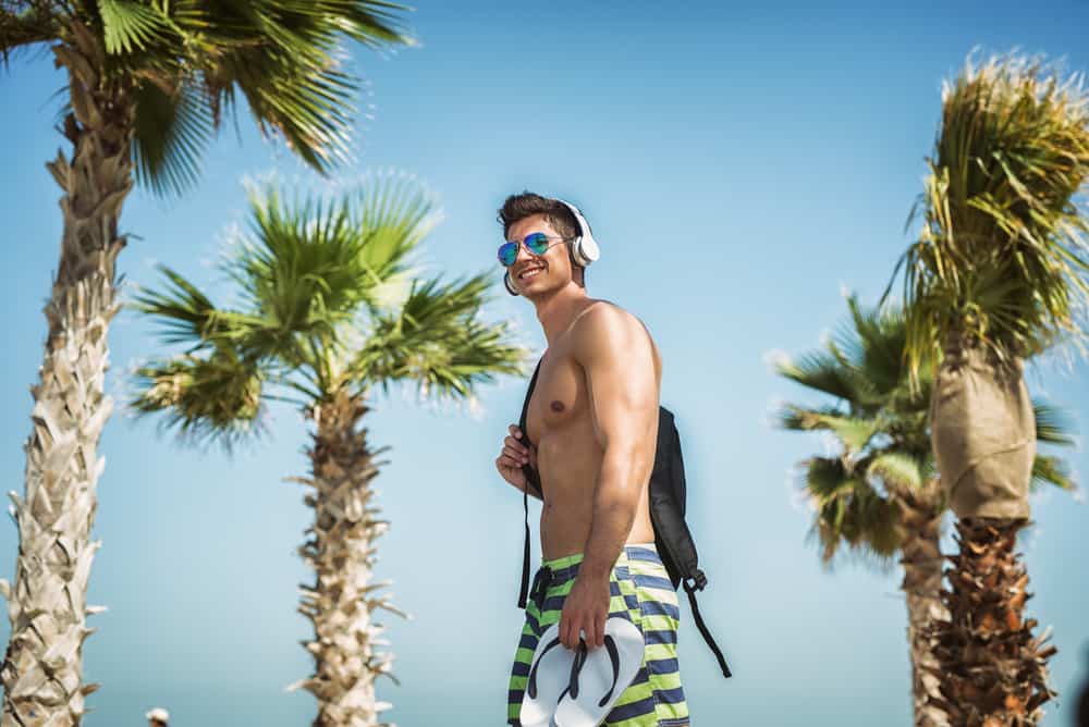 Shirtless man on beach